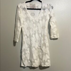 White Vintage Floral Knit Dress